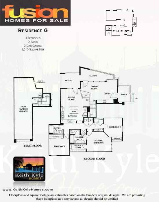 Fusion South Bay townhomes 3 bedroom G floorplan diagram